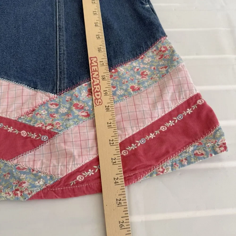 VTG Gymboree Jumper Dress XL 6Y Denim Floral Plaid Corduroy Quilted Overall Y2K